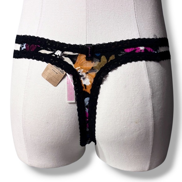 PINK VICTORIA’S SECRET Strappy Floral Lace Thong Panties Size Large - Picture 3 of 6